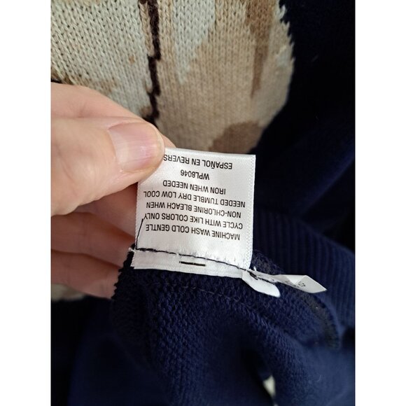 Navy Intarsia Labrador Retriever Yellow Dog Sweater Men's XL Cotton Club Room - Picture 5 of 11